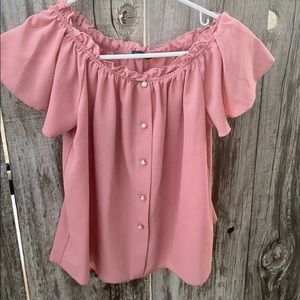 off the shoulder pink top